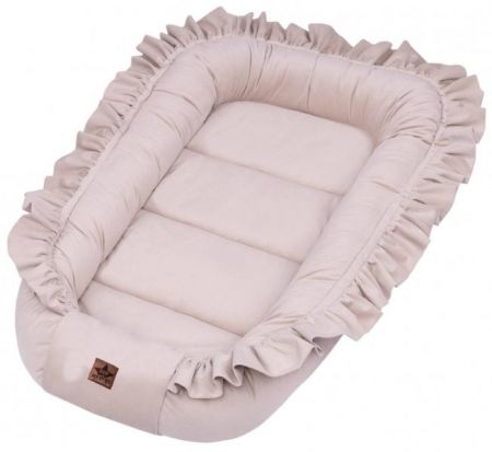Baby Nellys Luxusní velvet hnízdečko s volánem, béžové