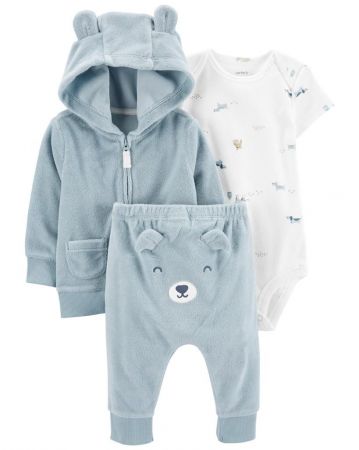 CARTERS CARTER'S Set 3dílný body kr. rukáv, tepláky, mikina Blue Dog kluk LBB 9m