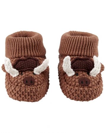 CARTERS CARTER'S Botičky hačkované Brown Buffalo kluk LBB NB, vel. S 56