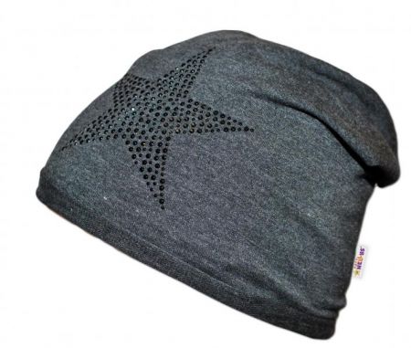 Bavlněná čepička Baby Nellys ® - Hvězdička černá, 80-98 (9-36m)