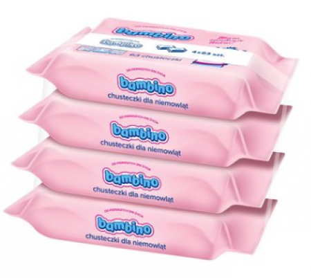 NIVEA Dětské vlhčené ubrousky BAMBINO - 4 x 63 ks