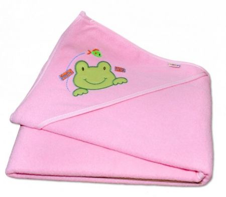 Termoosuška s kapucí Žabka Baby Nellys - růžová