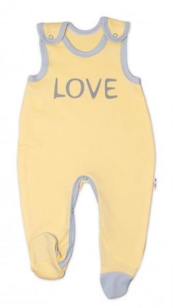 Kojenecké bavlněné dupačky Baby Nellys, Love - žluté, vel. 62, 62 (2-3m)
