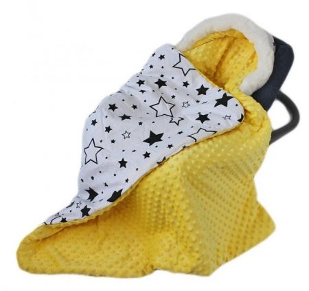 Baby Nellys Bavlněná oboustranná dečka 3v1 s minky a kožešinkou, 90x90 cm, hvězdy a hvězdičky II