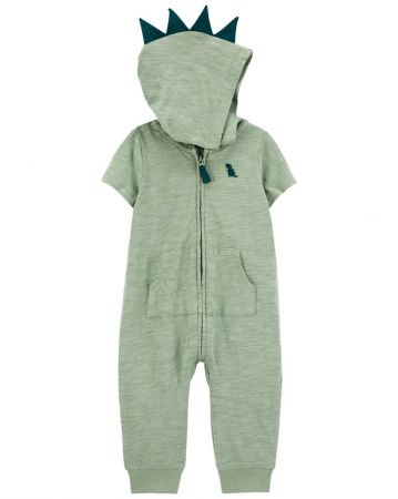 CARTERS CARTER'S Overal na zip bez nožiček kr. rukáv Green Dino kluk 9m