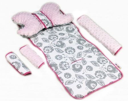 Baby Nellys Komplet do kočárku - podložka, polštářek, potah na popruhy a barieru č. 7