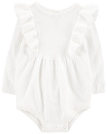 CARTERS CARTER'S Body dlouhý rukáv s volány White Bubble holka 3m