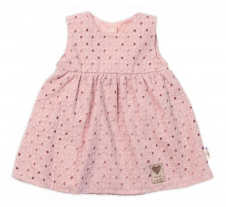 Baby Nellys Lehké Handmade šatičky Madeira, pudrové, vel. 92, 92 (18-24m)
