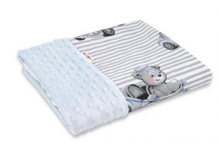 Baby Nellys Bavlněná deka s Minky 100x75cm, Baby Car - modrá