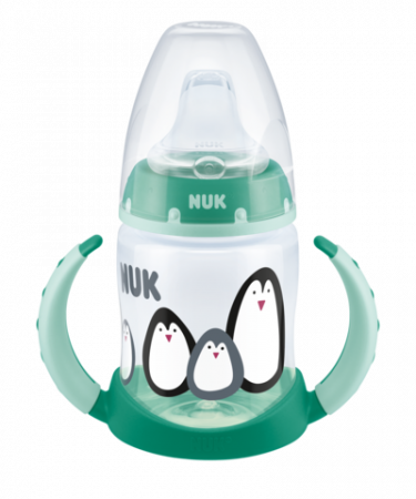 NUK 215325 LÁHEV 150 JEDNOBAREVNÁ S RUKOJETÍ SILIKONOVÝ NEKAPAJÍCÍ NÁUSTEK