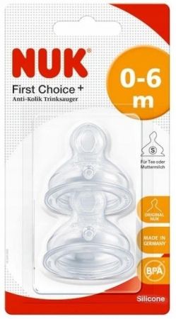 NUK 709245 SILIKONOVÁ SAVIČKA NA LÁHEV 0-6 M 2KS