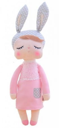 Hadrová panenka Metoo s oušky v růžových šatičkách, 42cm