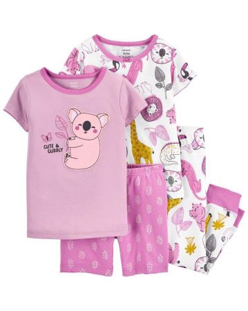 CARTERS CARTER'S Pyžamo 4dílné triko kr. rukáv 2ks, tepláky, kraťasy Koala & Safari holka 12m