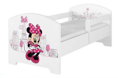 BabyBoo Dětská postel Disney - Minnie Paris - bílá, s matrací, 140x70