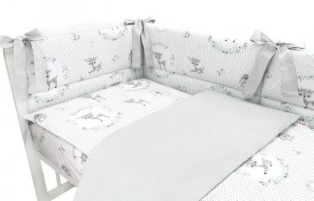 BABY NELLYS 3-dílná sada Mantinel s povlečením, Koloušek, šedá, 120x90