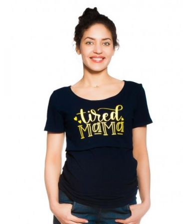 Be MaaMaa Těhotenské/kojicí triko Tired mama - granátové, vel. M, M (38)
