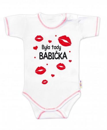 Body krátký rukáv s vtipným textem Baby Nellys, Byla tady babička, vel. 80, 80 (9-12m)