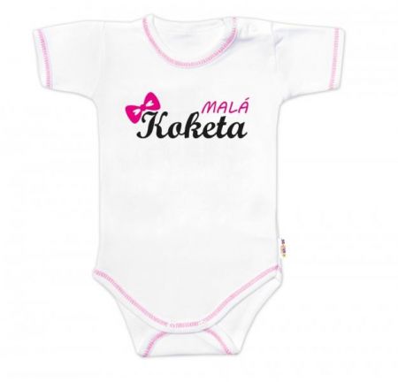 Body krátký rukáv s vtipným textem Baby Nellys, Malá Koketa, holka, vel. 68, 68 (3-6m)