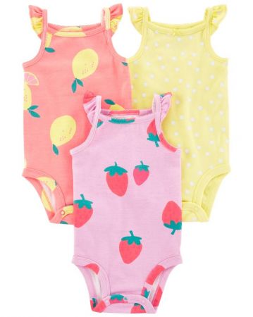 CARTERS CARTER'S Body na ramínka Dots Fruit holka 3ks NB/vel. 56