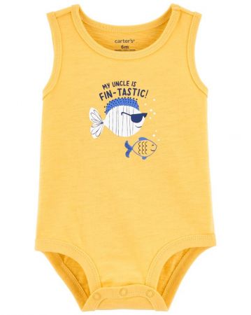 CARTERS CARTER'S Body bez rukávů Yellow Fish kluk NB/vel. 56