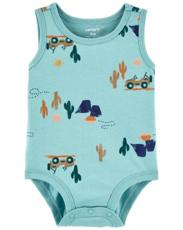 CARTERS CARTER'S Body bez rukávů Blue Jeep kluk NB/vel. 56