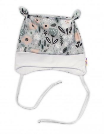 Baby Nellys Kojenecká čepička uzlíček na zavazování - Palouček, mátová, vel. 68/74, 68-74 (6-9m)