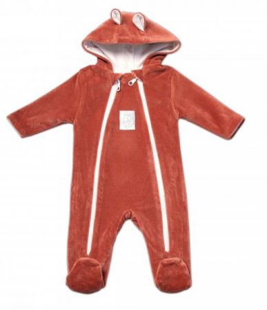 Mamatti Kojenecký overal VELVET, dvouvrstvý Baby Fox Girl - hnědý, vel. 62, 62 (2-3m)