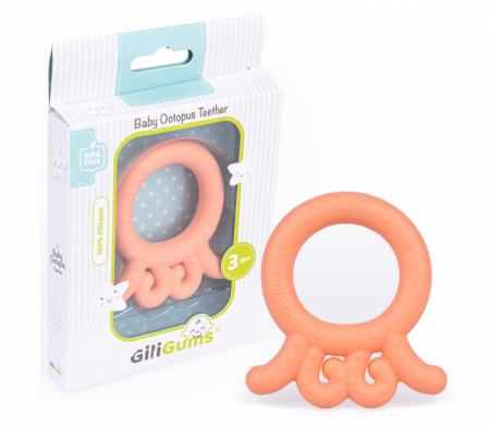 GiliGums Dětské silikonové kousátko Baby Octopus Teether, 3m