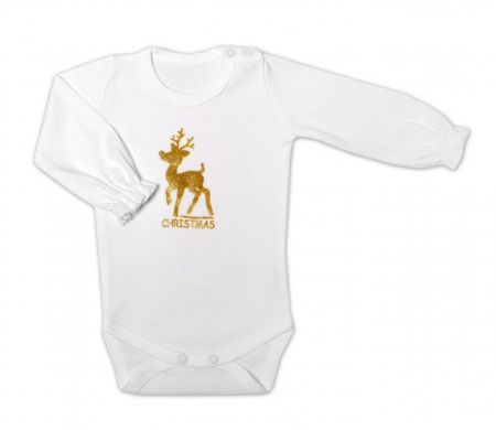 Mamatti Kojenecké body dlouhý rukáv, Vánoce, bílá/zlatá, vel. 80, 80 (9-12m)