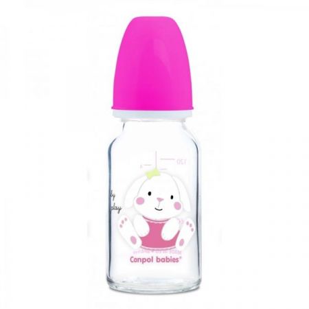 Skleněná lahvička 120 ml Canpol babies Sweet Fun - růžová