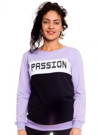 Be MaaMaa Těhotenská, kojící mikina Passion, lila-černá-bílá, vel. XL, XL (42)