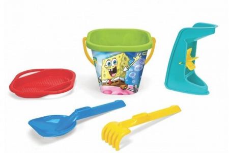 Sada na písek 5ks Sponge Bob plast 3 druhy v síťce 20x26x20cm 12m