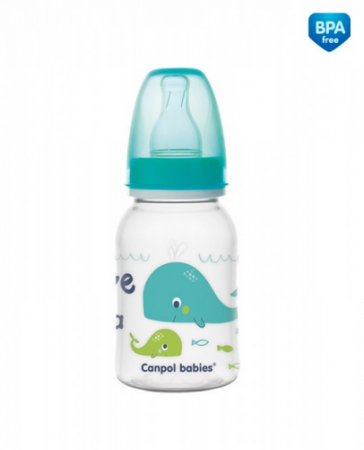 Canpol babies Lahvička s potiskem 120 ml Love&Sea - tyrkysová