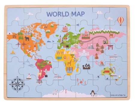 Bigjigs Toys Dřevěná puzzle mapa světa