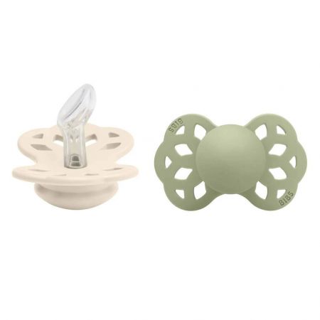 Bibs anatomické dudlíky silikon 2 ks 0-6 měsíců Infinity Ivory-sage
