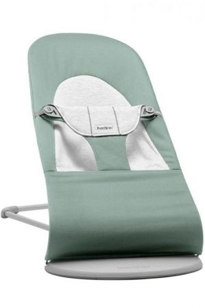 BabyBjörn Lehátko Bouncer BALANCE SOFT Cotton Jersey-Light Sage/Grey světlá konstrukce 