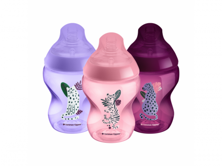 Tommee Tippee Kojenecká láhev C2N Jungle Purple 260ml 3ks 0m+