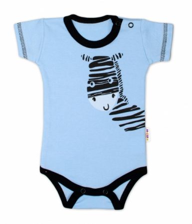 Body krátký rukáv Baby Nellys, Zebra - modré Velikost: 50 (0-1m)