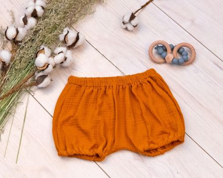 Baby Nellys Mušelínové letní kraťasky BOY - cihlová Velikost: 92-98 (18-36m)