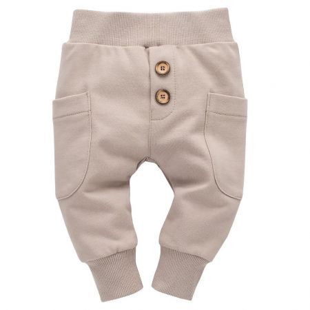 PINOKIO Tepláky Wooden Pony z organické bavlny beige vel. 80