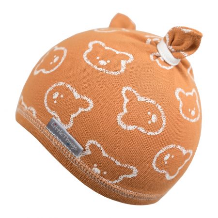 hořčicová bavlněná čepička s medvídky - 3-6kg