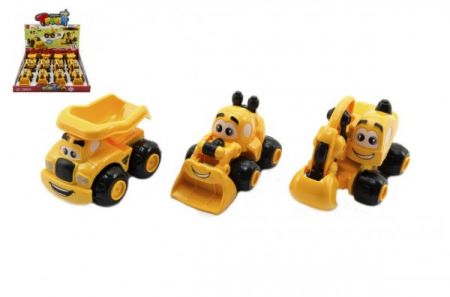 Teddies Auto stavební pro nejmenší plast 9cm 3 druhy na volný chod 12ks v boxu