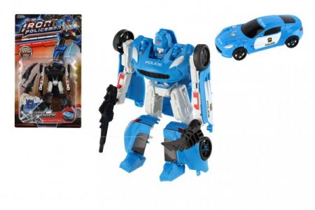 Wiky Transformer auto/robot policie plast 18 cm asst 2 barvy na kartě