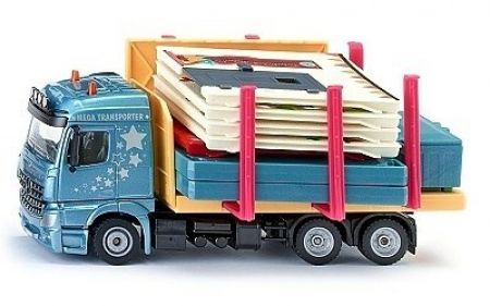 SIKU Super - nákladní auto převážející montovaný dům 1:50