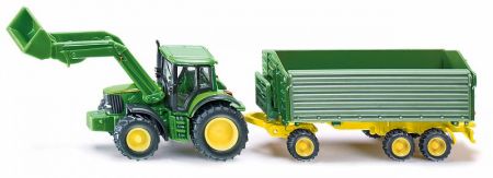 SIKU Farmer - John Deere s čelním nakladačem a přívěsem, měřítko 1:87 DS34608087
