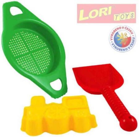 LORI 212 Sítko lopatka a bábovička plastový set na písek 2 druhy DS90440116