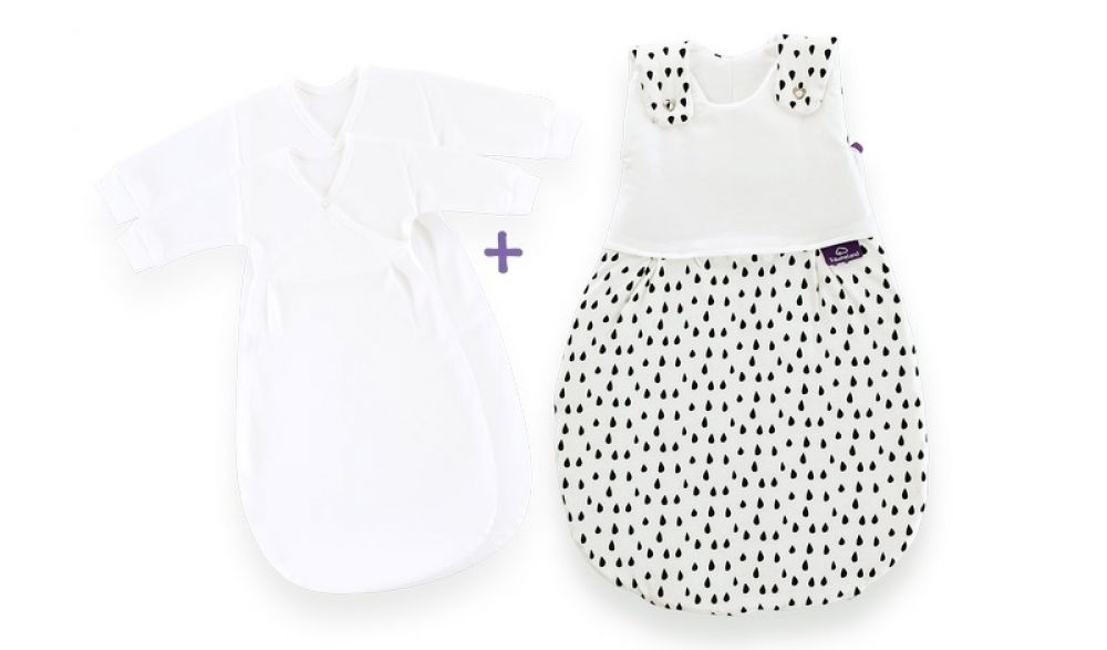 Spací pytel Träumeland Liebmich 3dilný set  Tropfen schwarz 80/86