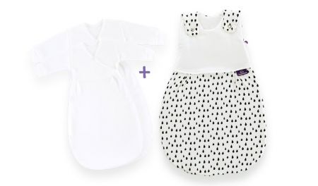 Spací pytel Träumeland Liebmich 3dilný set  Tropfen schwarz 80/86