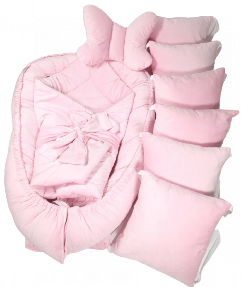 Set do postýlky - 4 dílná sada baby pink velvet