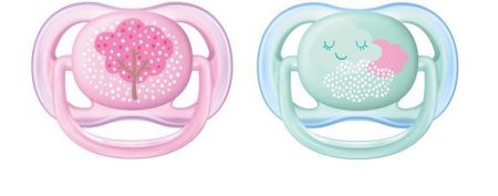 Philips AVENT Šidítko Ultra air Obrázek 0-6m dívka, 2 ks